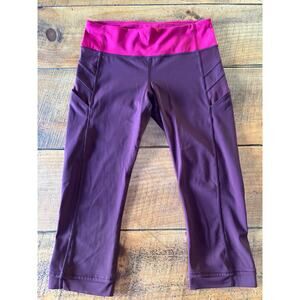 Lululemon‎ Align Crop Athletic Leggings Maroon/Pink Pockets Reflective Size 6